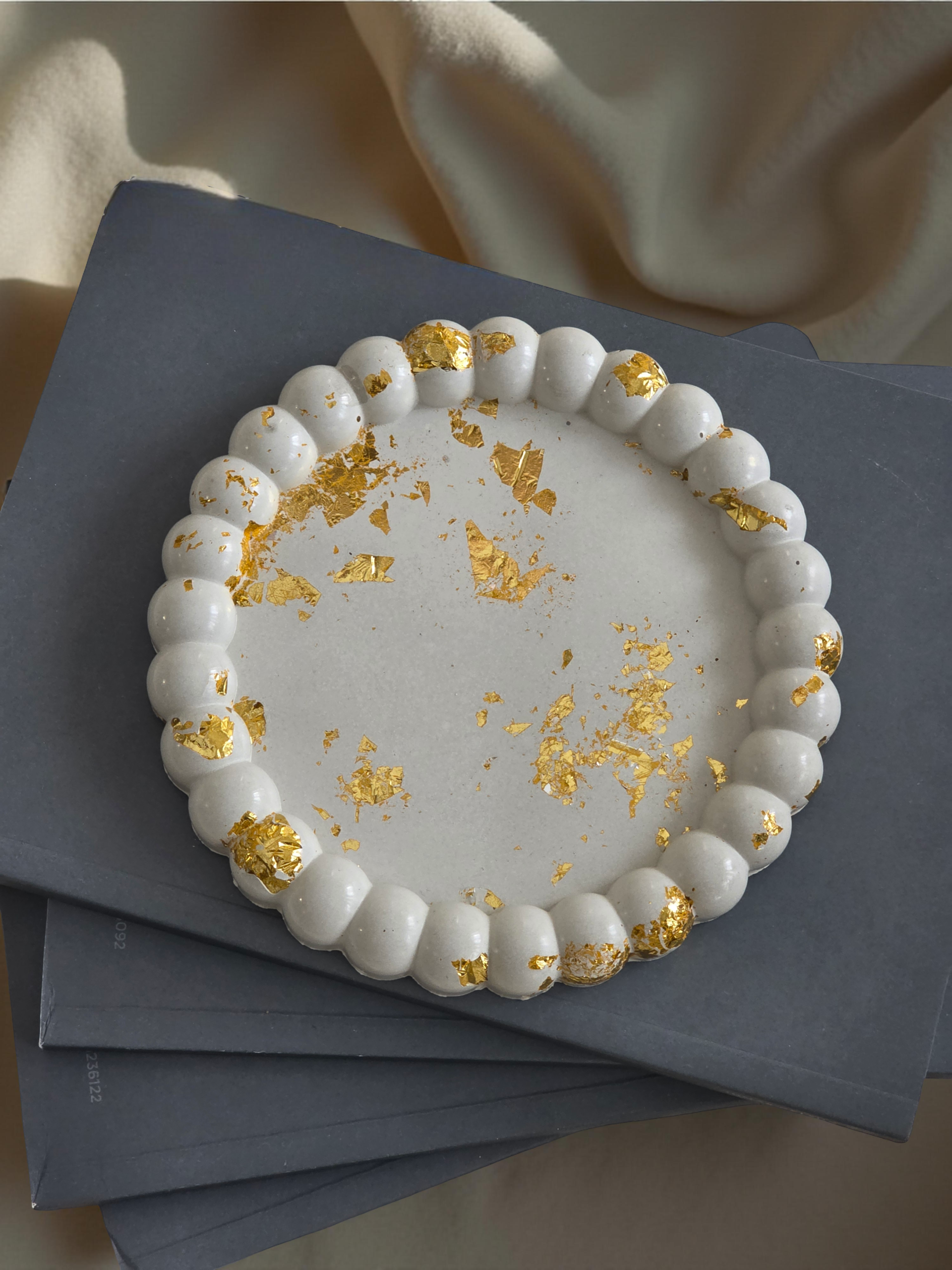 gold leaf cement bubble trinket tray gold leaf cement bubble trinket tray