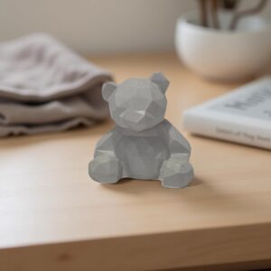 small cement bear accent decor