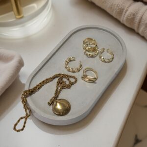 Home oval cement jewelry trinket