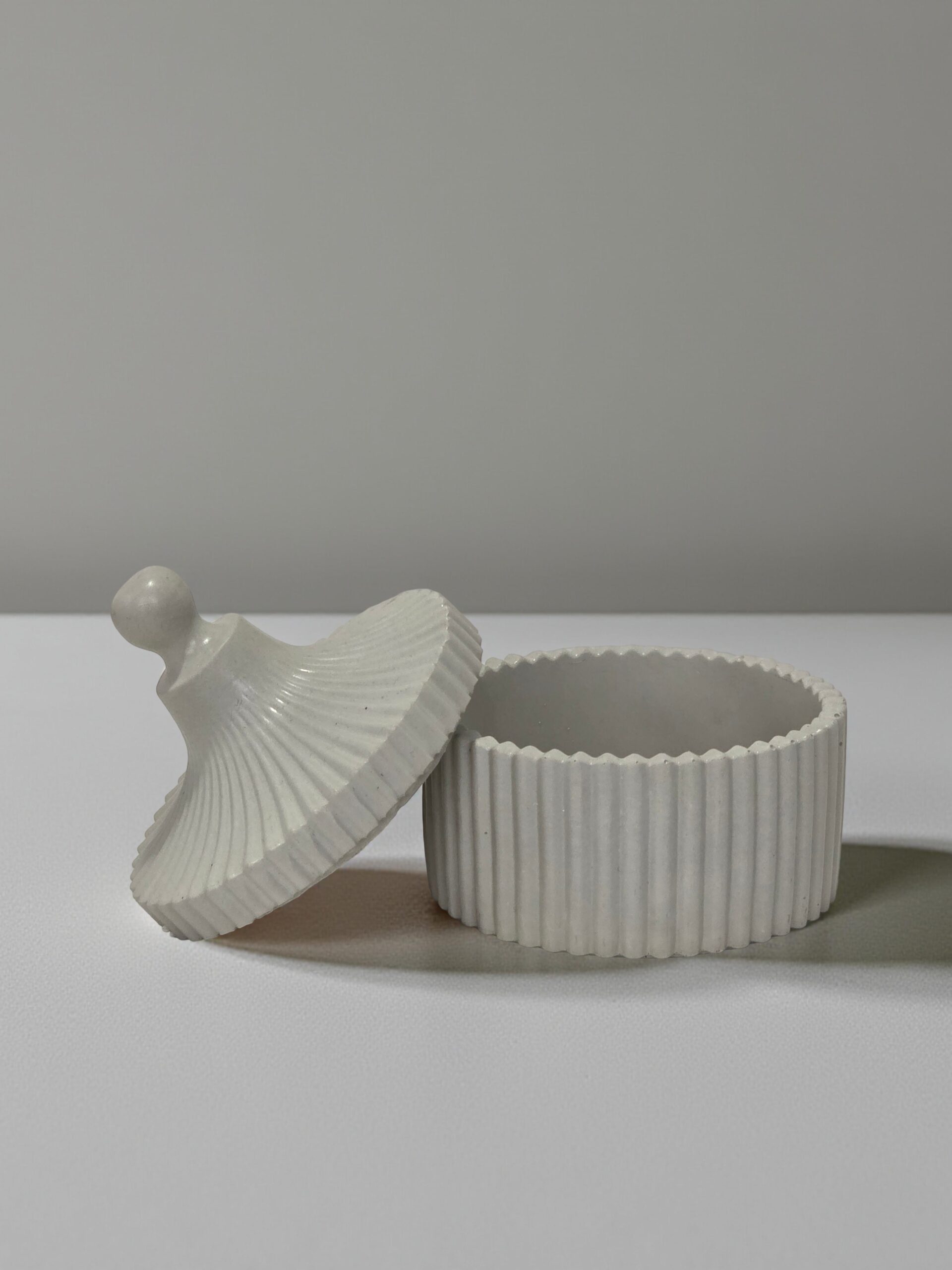 striped cement trinket jar striped cement trinket jar