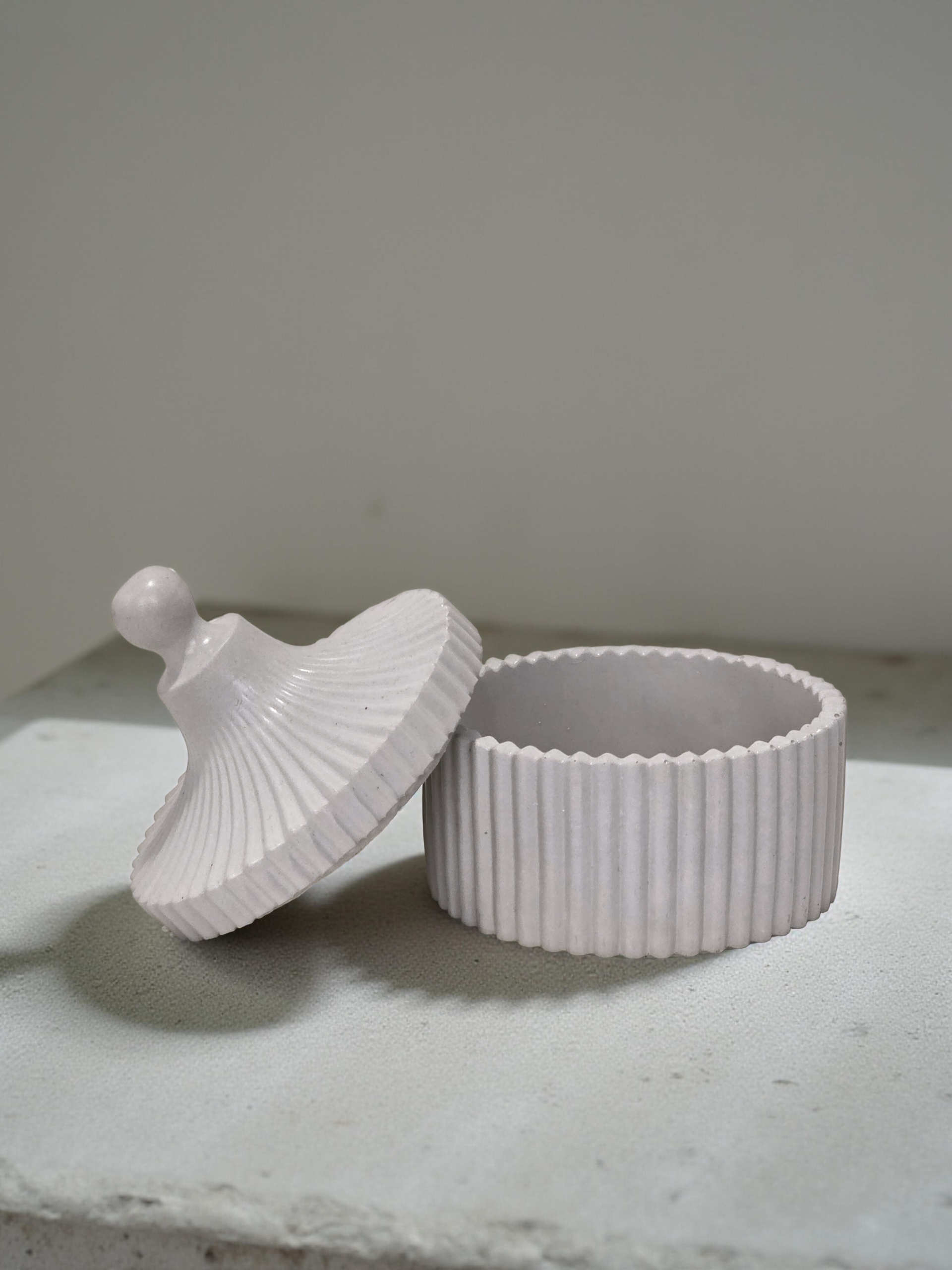 striped cement trinket jar striped cement trinket jar