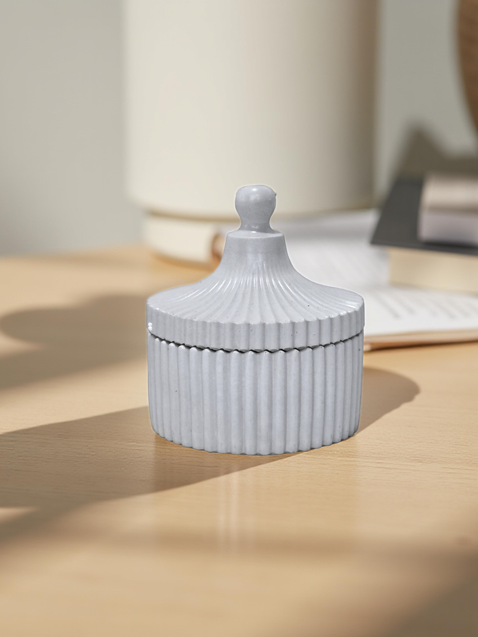 striped cement trinket jar striped cement trinket jar